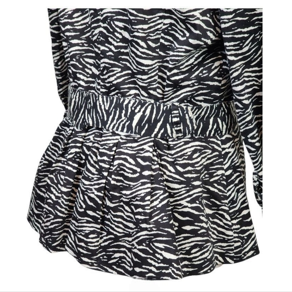 Marisa Christina Vintage Zebra Print Belted Peplum Jacket M Animal Print Blazer - Picture 5 of 10